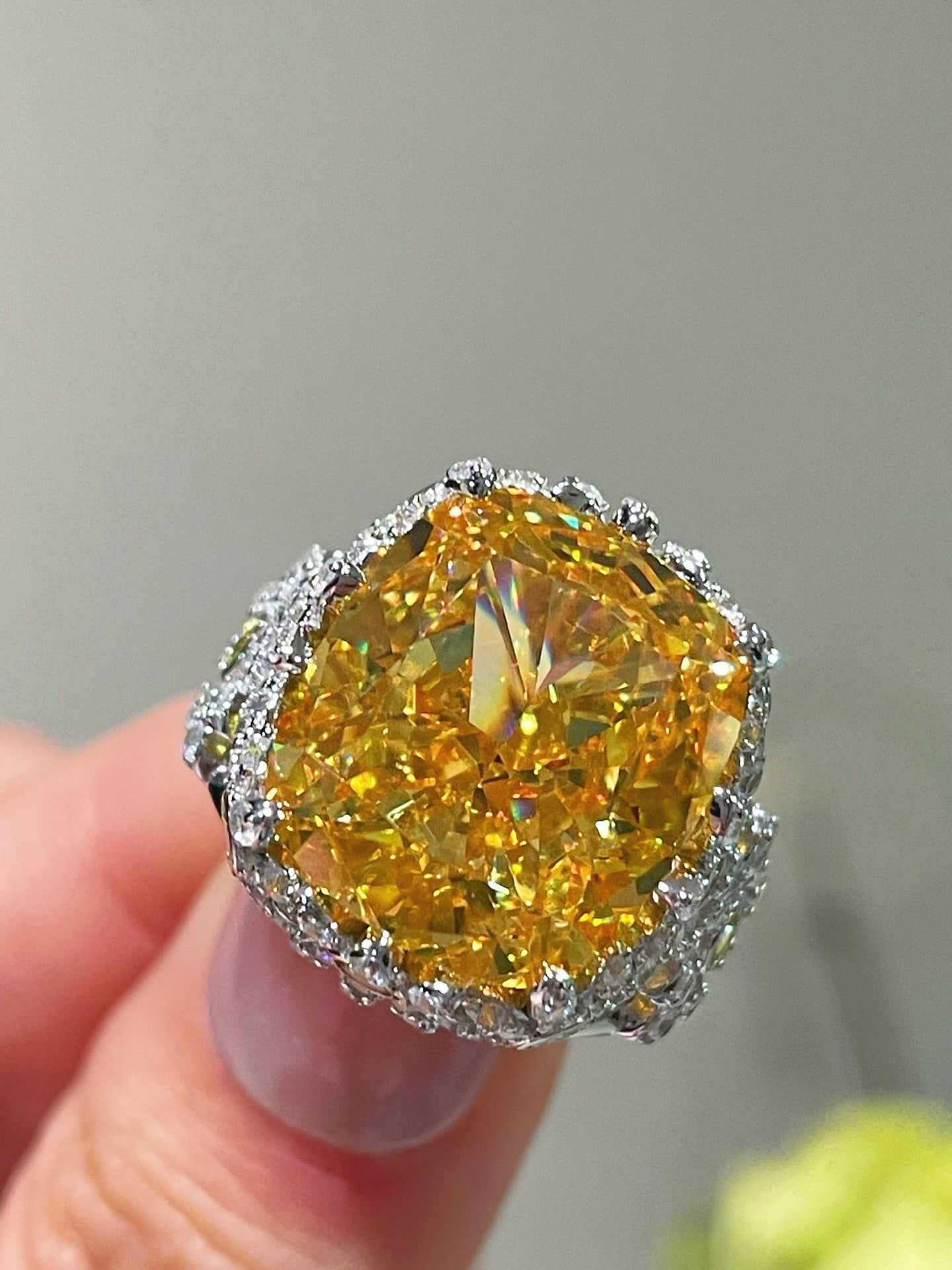 Dainty Yellow Diamond Daisy Ring – Floral Engagement Style - floysun