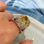 Dainty Yellow Diamond Daisy Ring – Floral Engagement Style - floysun