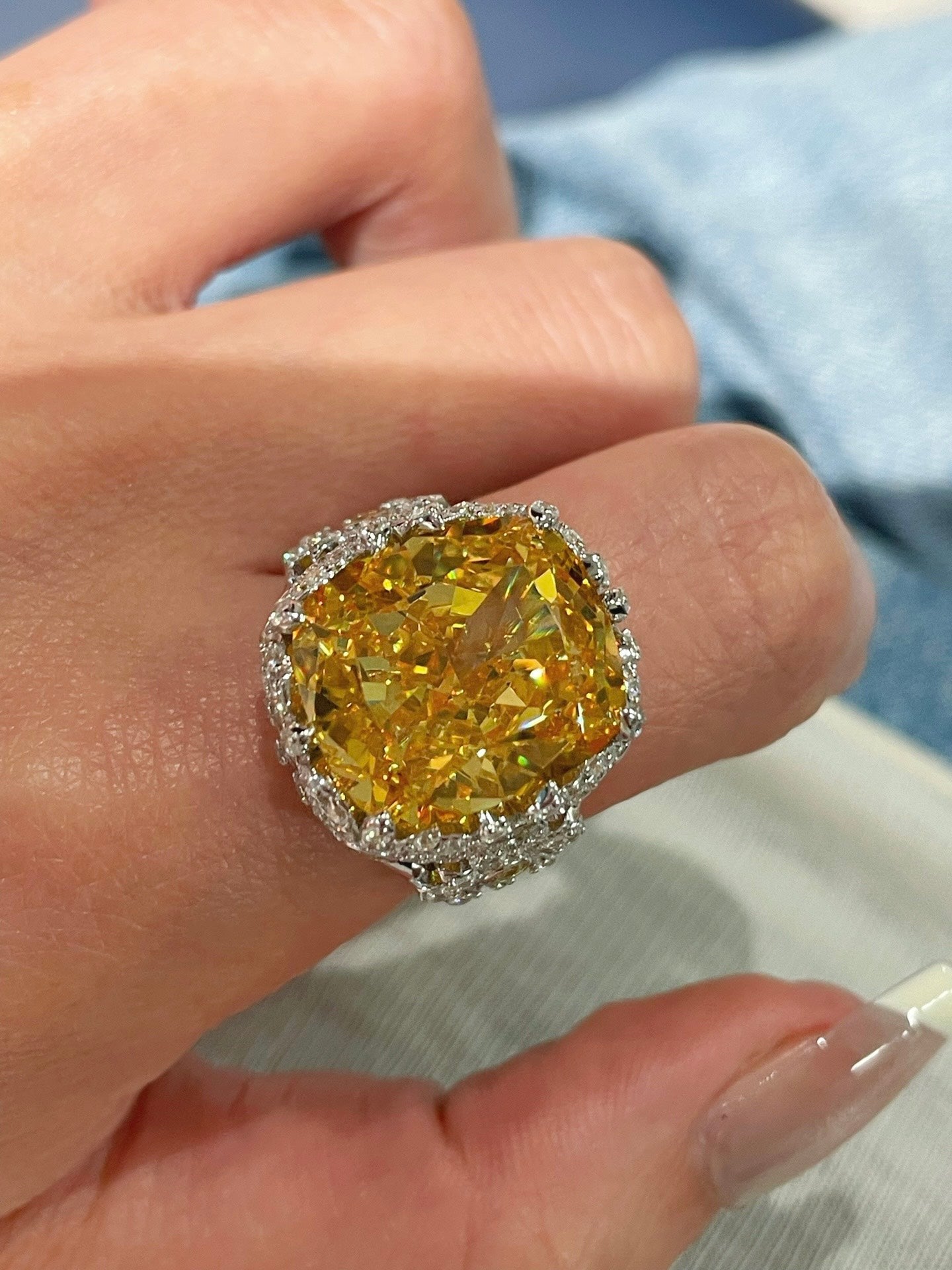 Dainty Yellow Diamond Daisy Ring – Floral Engagement Style - floysun