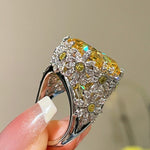Dainty Yellow Diamond Daisy Ring – Floral Engagement Style - floysun