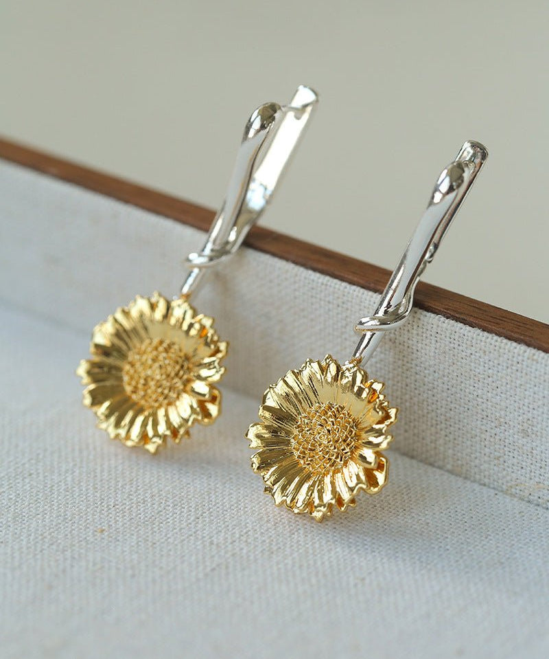 Daisy Drop Earrings - Matte Gold - floysun