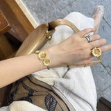 Daisy Flower Bangle - Matte Gold - floysun