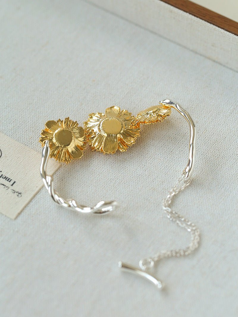 Daisy Flower Bangle - Matte Gold - floysun