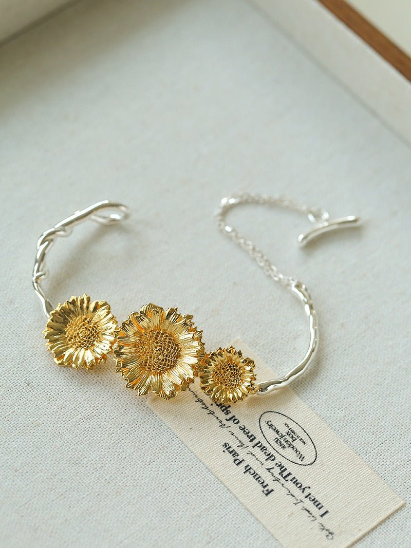 Daisy Flower Bangle - Matte Gold - floysun