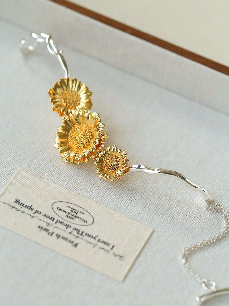 Daisy Flower Bangle - Matte Gold - floysun