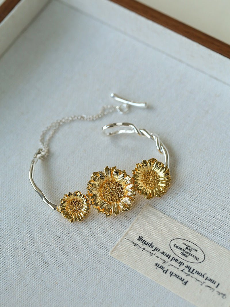 Daisy Flower Bangle - Matte Gold - floysun
