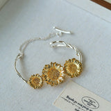 Daisy Flower Bangle - Matte Gold - floysun