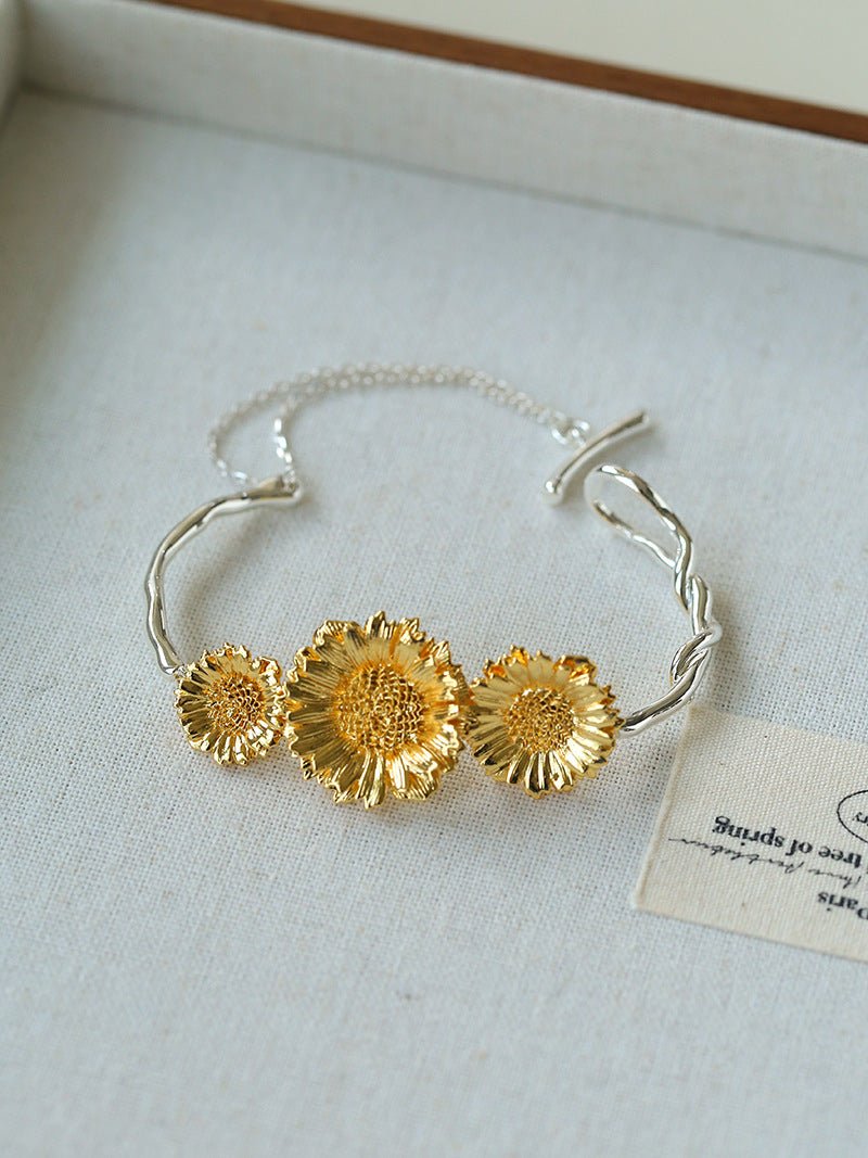 Daisy Flower Bangle - Matte Gold - floysun