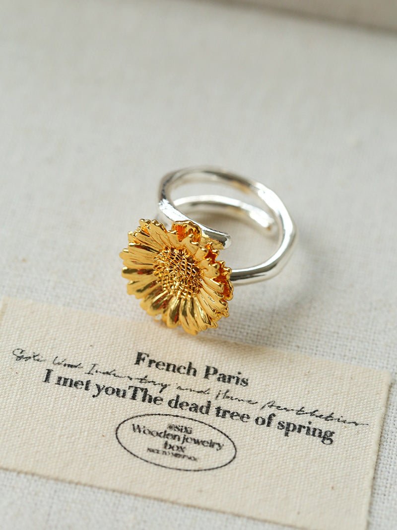 Daisy Flower Ring - Matte Gold - floysun