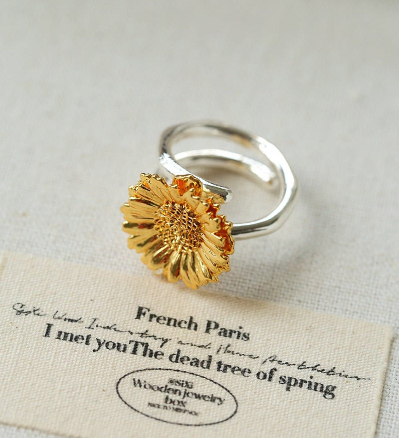 Daisy Flower Ring - Matte Gold - floysun