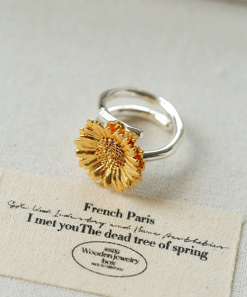 Daisy Flower Ring - Matte Gold - floysun