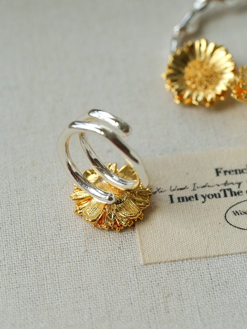 Daisy Flower Ring - Matte Gold - floysun