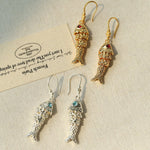 Dancing Fish Earrings – 925 Silver Hooks - floysun