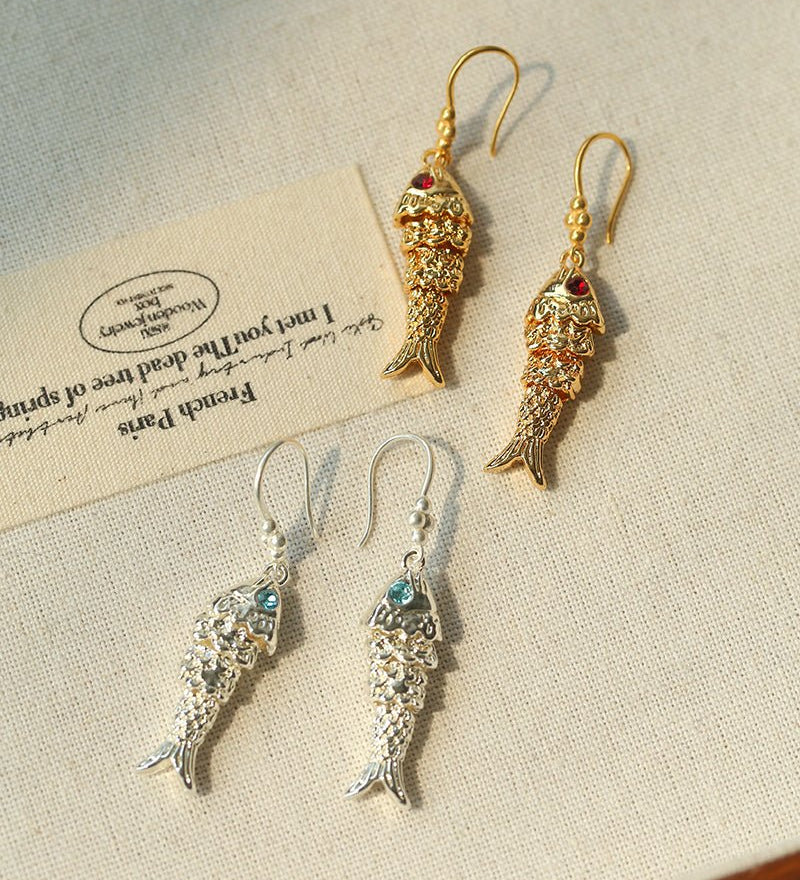 Dancing Fish Earrings – 925 Silver Hooks - floysun