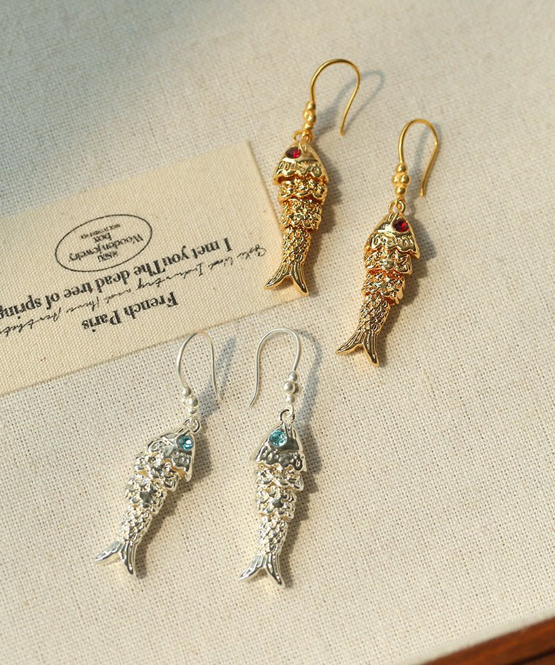 Dancing Fish Earrings – 925 Silver Hooks - floysun