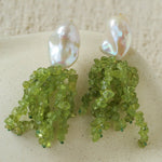 Dangle Peridot & Baroque Pearl Earrings - floysun
