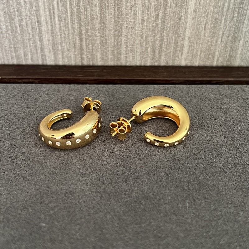 Danish - Inspired U - Shaped Zirconia Earrings - floysun