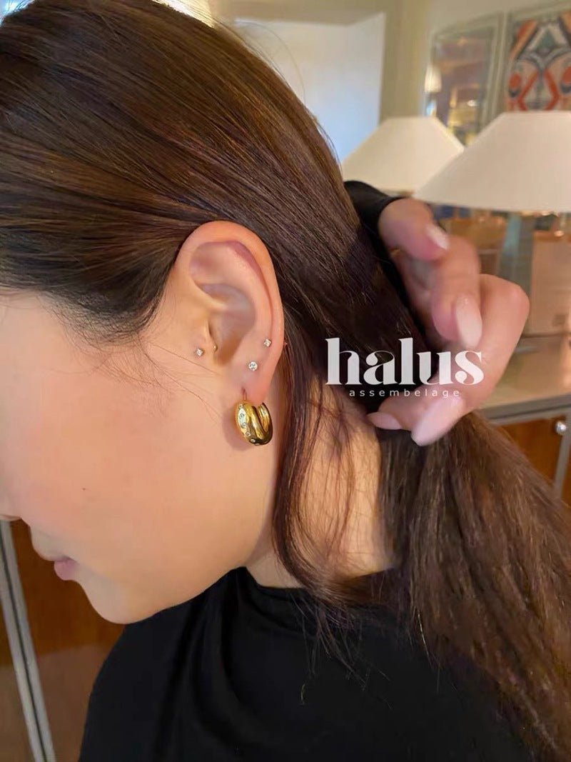 Danish - Inspired U - Shaped Zirconia Earrings - floysun