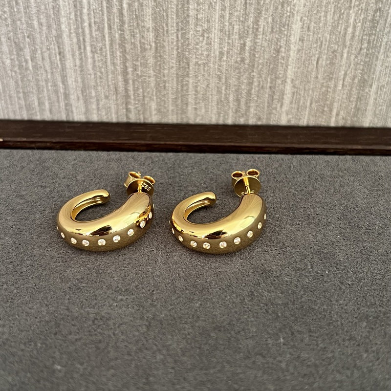 Danish - Inspired U - Shaped Zirconia Earrings - floysun