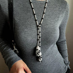 Dark Elegance Pearl & Onyx Double Tassel Necklace - floysun