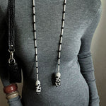 Dark Elegance Pearl & Onyx Double Tassel Necklace - floysun