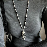 Dark Elegance Pearl & Onyx Single Tassel Necklace - floysun
