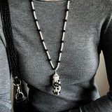 Dark Elegance Pearl & Onyx Single Tassel Necklace - floysun