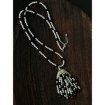 Dark Elegance Pearl & Onyx Single Tassel Necklace - floysun