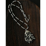 Dark Elegance Pearl & Onyx Single Tassel Necklace - floysun
