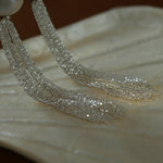 Dazzling Baroque Silver Chain Tassel Drop Earrings - floysun