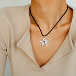 Dazzling Stars Pentagram Planet Element Necklace Black Rope Style - floysun