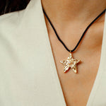 Dazzling Stars Pentagram Planet Element Necklace Black Rope Style - floysun