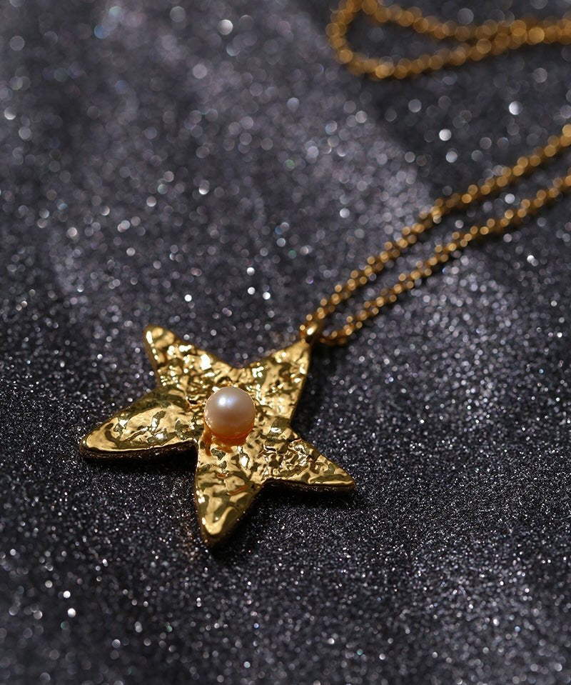 Dazzling Stars Pentagram Planet Element Necklace Gold - floysun