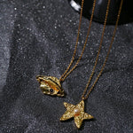 Dazzling Stars Pentagram Planet Element Necklace Gold Single Pendant - floysun