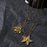 Dazzling Stars Pentagram Planet Element Necklace Gold Single Pendant - floysun