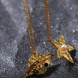 Dazzling Stars Pentagram Planet Element Necklace Gold Single Pendant - floysun