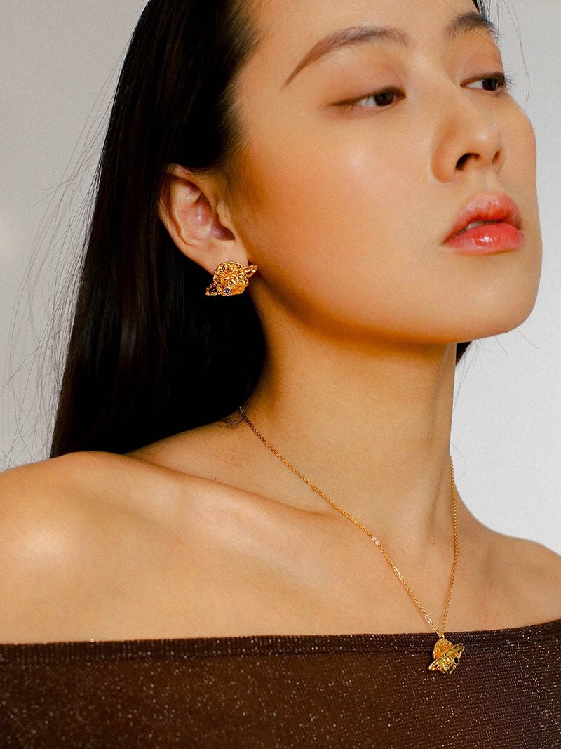 Dazzling Stars Pentagram Planet Element Necklace Gold Single Pendant - floysun