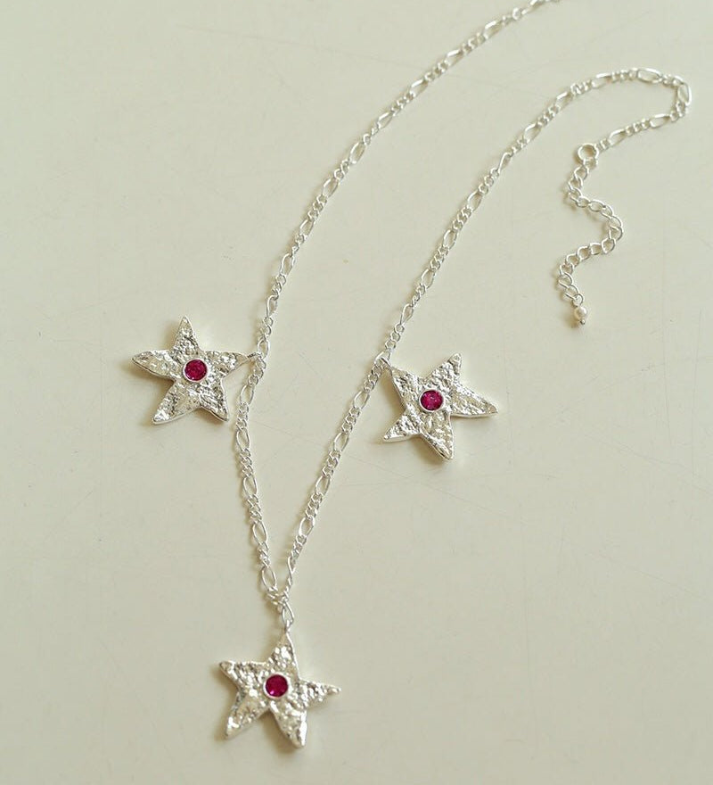Dazzling Stars Pentagram Planet Element Necklace Silver - floysun