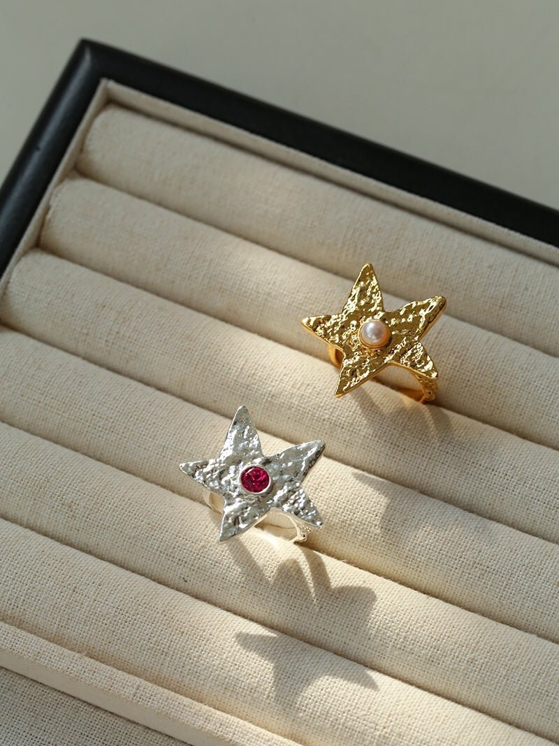 Dazzling Stars Pentagram Planet Element Rings - floysun