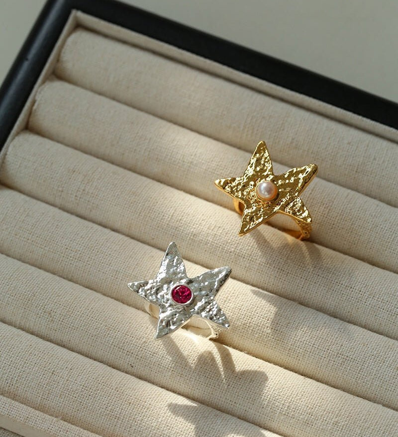 Dazzling Stars Pentagram Planet Element Rings - floysun