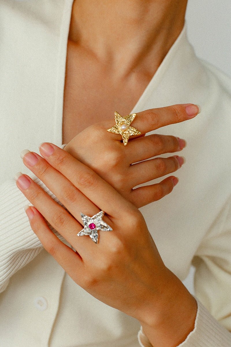 Dazzling Stars Pentagram Planet Element Rings - floysun