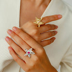 Dazzling Stars Pentagram Planet Element Rings - floysun