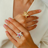 Dazzling Stars Pentagram Planet Element Rings - floysun