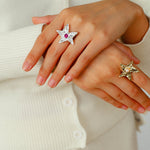 Dazzling Stars Pentagram Planet Element Rings - floysun