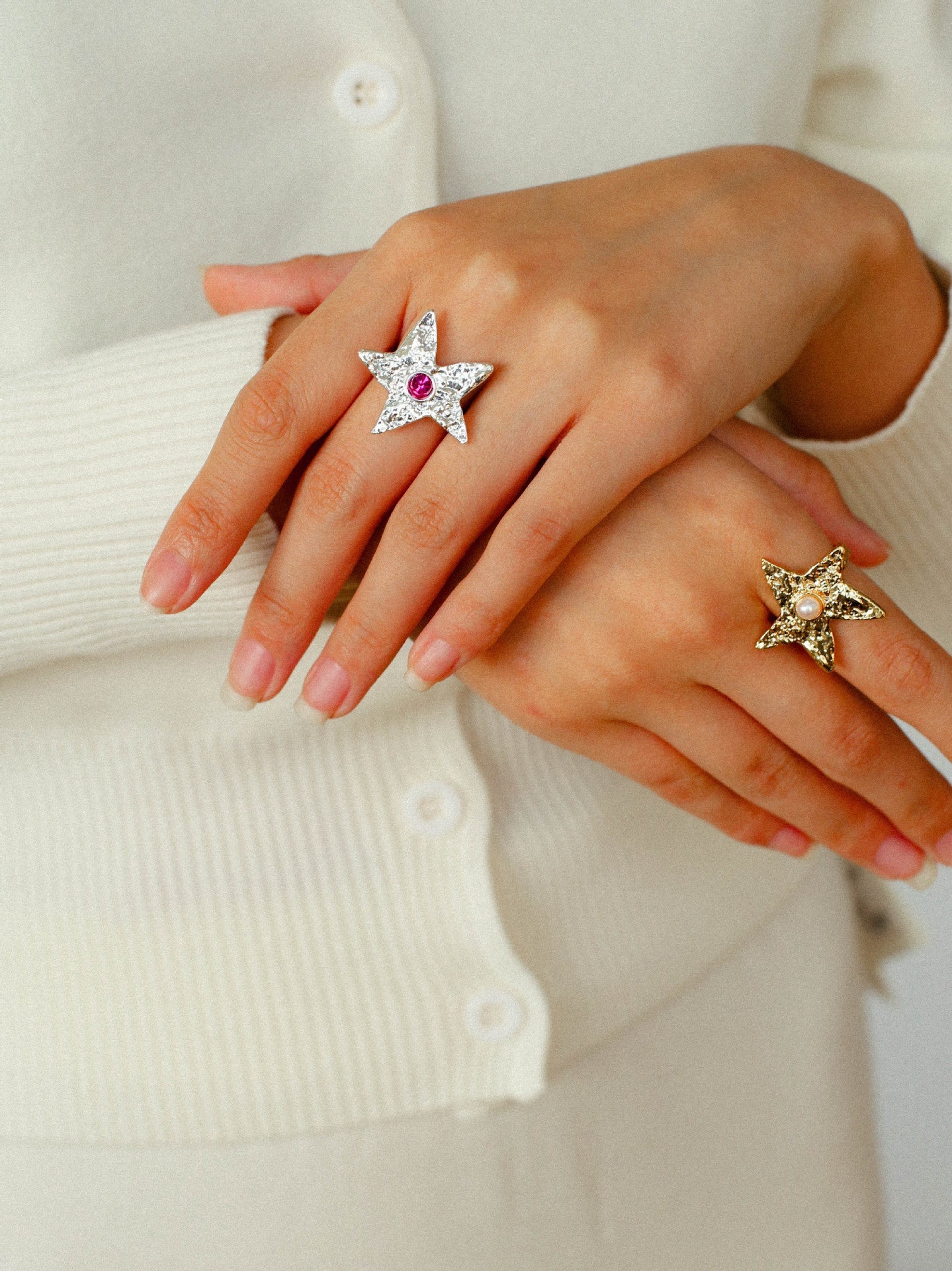 Dazzling Stars Pentagram Planet Element Rings - floysun