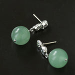 Natural Green Aventurine Textured Drop Earrings - close-up detail | Floysun
