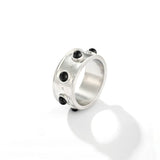 Designer Curved Black Onyx & Deer Antler Stone Band Ring - Narrow - floysun