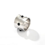 Designer Curved Black Onyx & Deer Antler Stone Band Ring - floysun