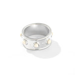 Designer Curved Black Onyx & Deer Antler Stone Band Ring - floysun