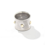 Designer Curved Black Onyx & Deer Antler Stone Band Ring - floysun